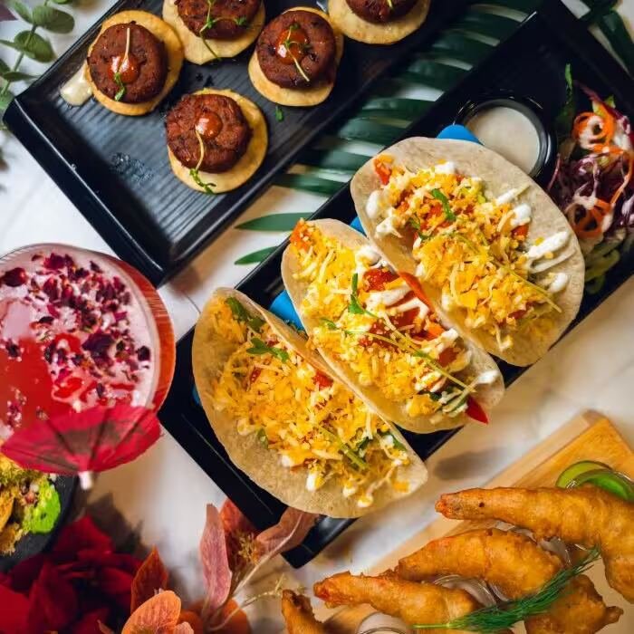 Close-up of a plated Karma appetiser