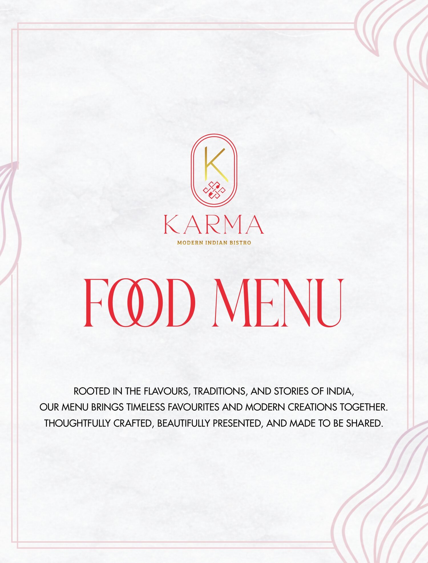 Cover of the Karma Modern Indian Bistro food menu